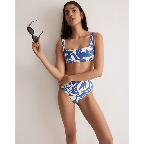 NEW Madewell Second Wave Blue Tropicale Floral Balconette Bikini Top Medium (M) - Picture 7 of 7